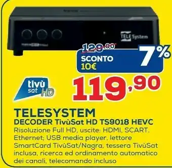 Euronics Telesystem Decoder satellitare offerta