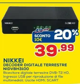 Euronics Nikkei Decoder digitale terrestre offerta