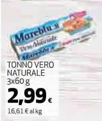 Coop TONNO VERO NATURALE 3x60 g offerta