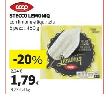 Coop Coop - Lemoniq Gelato Al Limone Con Stecco Di Liquirizia 480 G(ml) offerta