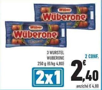 Conad 3 WURSTEL WUBERONE 250 g offerta