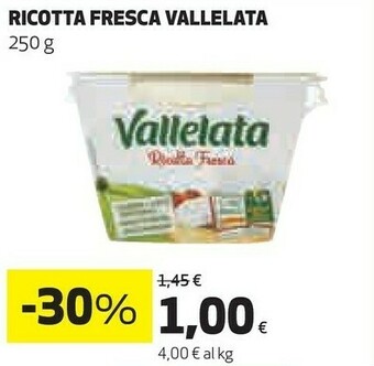Coop Vallelata Ricotta Fresca Senza Conservanti 250 G(ml) offerta