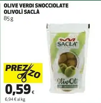 Coop Saclà Sacla Olive Verdi Snocciolate Olivoli offerta