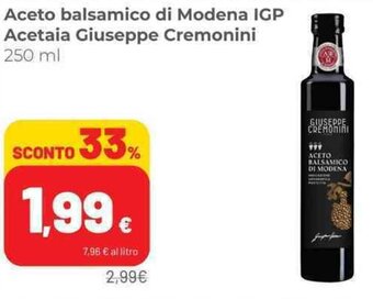 Coop Aceto balsamico di Modena IGP Acetaia Giuseppe Cremonini 250 ml offerta