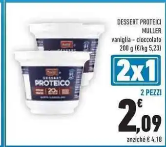 Conad DESSERT PROTEICI MULLER vaniglia - cioccolato 200 g 2 PEZZI offerta