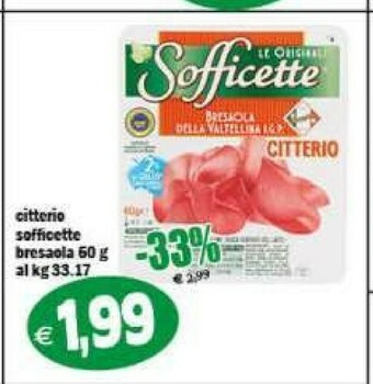 Gros Citterio Sofficette Bresaola Della Valtellina I.G.P. 60 G(ml) offerta