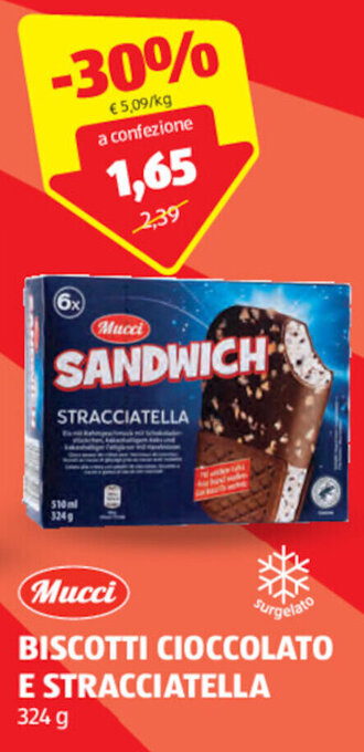 ALDI Mucci BISCOTTI CIOCCOLATO E STRACCIATELLA 324 g offerta