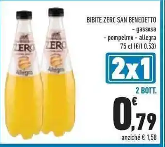 Conad BIBITE ZERO SAN BENEDETTO - gassosa - pompelmo - allegra 75 cl  2 BOTT. offerta