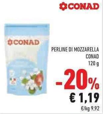 Conad CONAD PERLINE DI MOZZARELLA 120 g offerta
