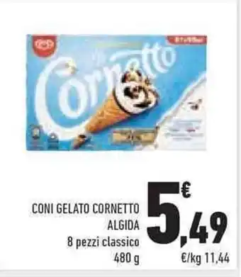 Conad CONI GELATO CORNETTO ALGIDA 8 pezzi classico 480 g offerta