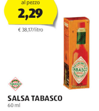 ALDI TABASCO SALSA TABASCO 60 ml offerta
