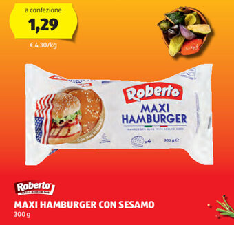 ALDI Roberto MAXI HAMBURGER CON SESAMO 300 g offerta