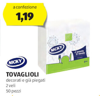 ALDI NICKY TOVAGLIOLI 50 pezzi offerta