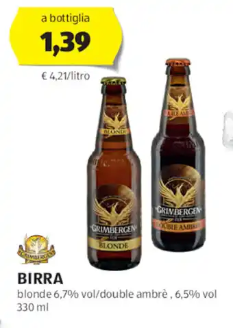ALDI GRIMBERGEN BLONDE BIRRA 330 ml offerta