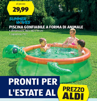 ALDI SUMMER WAVES PISCINA GONFIABILE A FORMA DI ANIMALE • dimensioni: 183 x 183 x 51 cm offerta