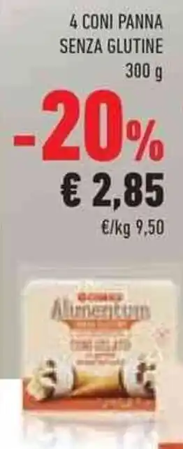 Conad 4 CONI PANNA SENZA GLUTINE 300 g offerta