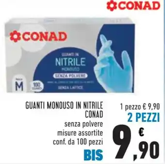 Conad CONAD GUANTI MONOUSO IN NITRILE 100 pezzi offerta