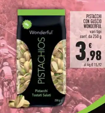 Conad PISTACCHI CON GUSCIO WONDERFUL 250 g offerta