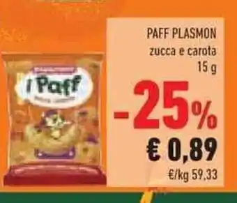 Conad PAFF PLASMON zucca e carota 15 g offerta