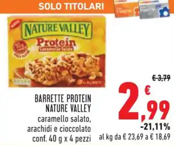 Conad BARRETTE PROTEIN NATURE VALLEY 40 g x 4 pezzi offerta