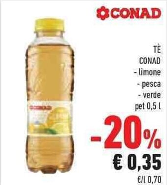 Conad TE CONAD - limone - pesca - verde pet 0,5 l offerta