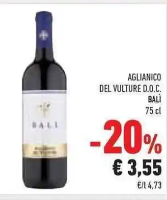 AGLIANICO DEL VULTURE D.O.C BALI 75 cl