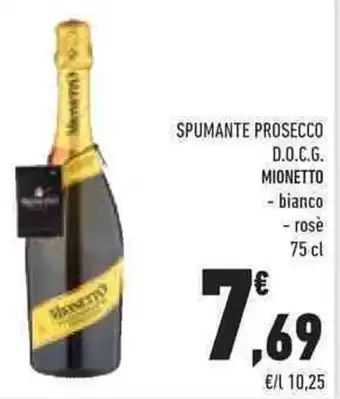 Conad SPUMANTE PROSECCO D.O.C.G. MIONETTO - bianco - rose 75 cl offerta