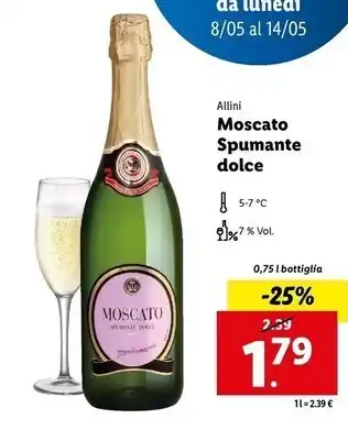 Lidl Allini moscato spumante dolce offerta