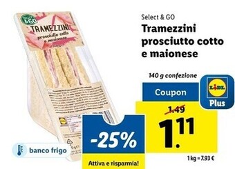 Lidl Select & go tramezzini prosciutto cotto e maionese offerta