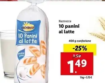 Lidl Nastrecce 10 panini al latte offerta