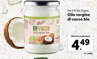 Lidl Vita d'or olio vergine di cocco bio offerta