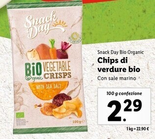 Lidl Snack day chips di verdure bio offerta