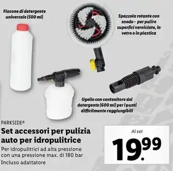 Lidl Parkside set accessori per pulizia auto per idropulitrice offerta