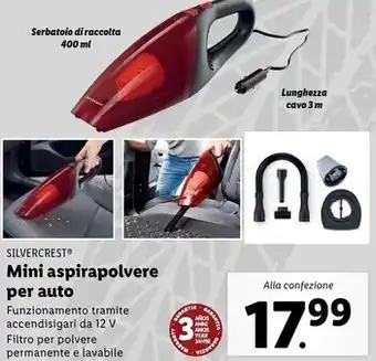 Lidl Silvercrest mini aspirapolvere per auto offerta