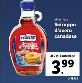 Lidl Mcennedy sciroppo d'acero canadese offerta