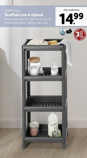 Lidl Livarno home scaffale con 4 ripiani offerta