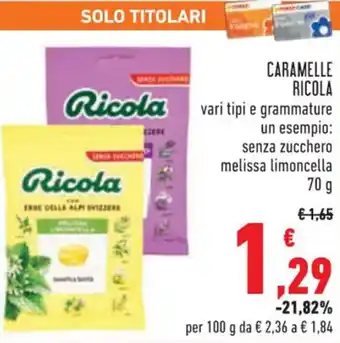 Conad CARAMELLE RICOLA 70 g offerta