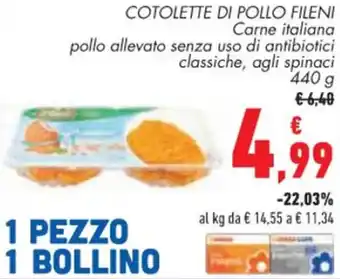 Conad COTOLETTE DI POLLO FILENI 440 g offerta