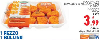 Conad BOCCONCINI CON FILETTI DI POLLO IMPANATI LE BIRBE AMADORI 300 g offerta