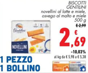 Conad BISCOTTI GENTILINI 500 g offerta