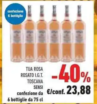 Conad TUA ROSA ROSATO I.G.T. TOSCANA SENSI confezione da 6 bottiglie da 75 cl offerta