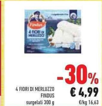 Conad 4 FIORI DI MERLUZZO FINDUS surgelati 300 g offerta