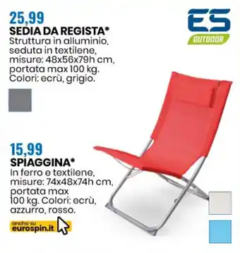 Eurospin ES OUTDOOR SEDIA DA REGISTA* offerta