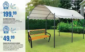 Eurospin GAZEBO CON 6 PALI misura 400X300X275 h cm. offerta