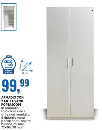 Eurospin ARMADIO CON 2 ANTE E VANO PORTASCOPE offerta