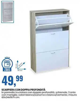 Eurospin SCARPIERA CON DOPPIA PROFONDITÀ misura 60x24x116 h cm. offerta