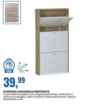 Eurospin SCARPIERA CON SINGOLA PROFONDITÀ misura 60x14,5x116 h cm. offerta