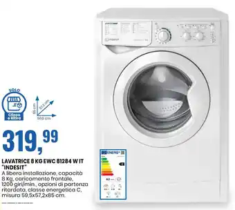 Eurospin LAVATRICE 8 KG EWC 81284 W IT "INDESIT" misura 59,5x57,2x85 cm. offerta