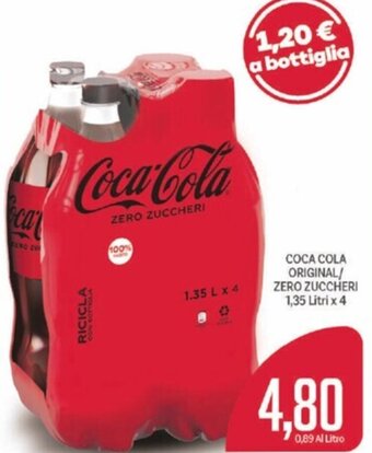 Supermercati Piccolo COCA COLA ORIGINAL/ ZERO ZUCCHERI 1,35 Litri x 4 offerta