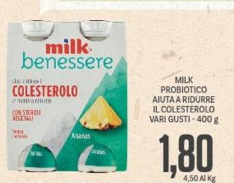Supermercati Piccolo MILK PROBIOTICO AIUTA A RIDURRE IL COLESTEROLO VARI GUSTI-400 g offerta